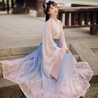 Hanfu [Return] กระโปรงยาว แขนกว้าง คอปกไขว้ ของแท้ แฟชั่นฤดูใบไม้ผลิ และฤดูใบไม้ร่วง สําหรับผู้หญิง