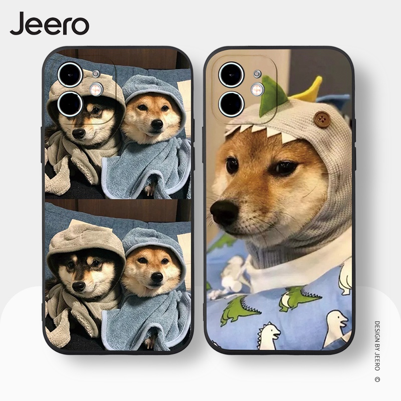 JEERO เคสคู่ เคสไอโฟน คู่รัก ขอบเหลี่ยมกันกระแทกซิลิโคนนุ่มการ์ตูนน่ารักตลก เคสโทรศัพท์ Compatible f