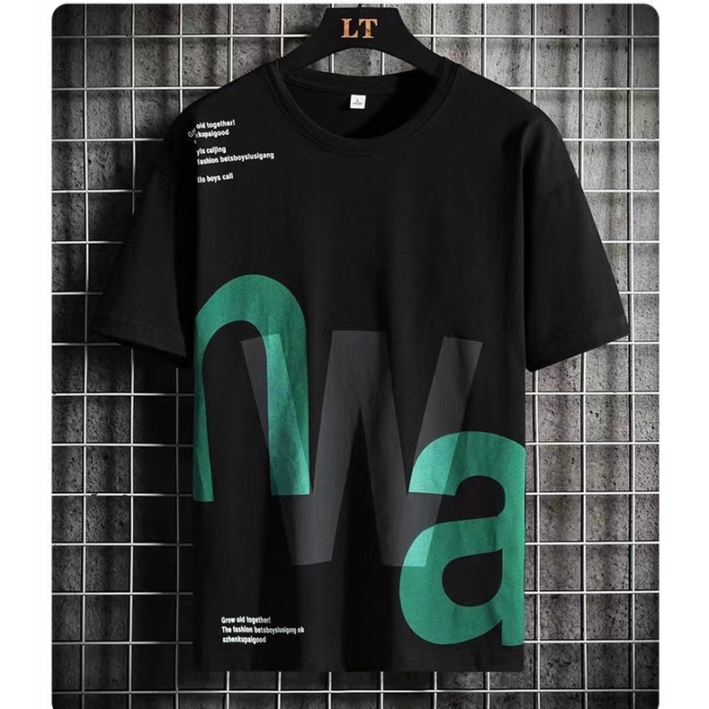 TS MEN การพิมพ์แฟชั่น เสื้อยืดคอกลมแขนสั้น เสื้อยืดผู้ชาย （ขนาดมาตรฐาน）(มี2สี)รุ่น NTC35