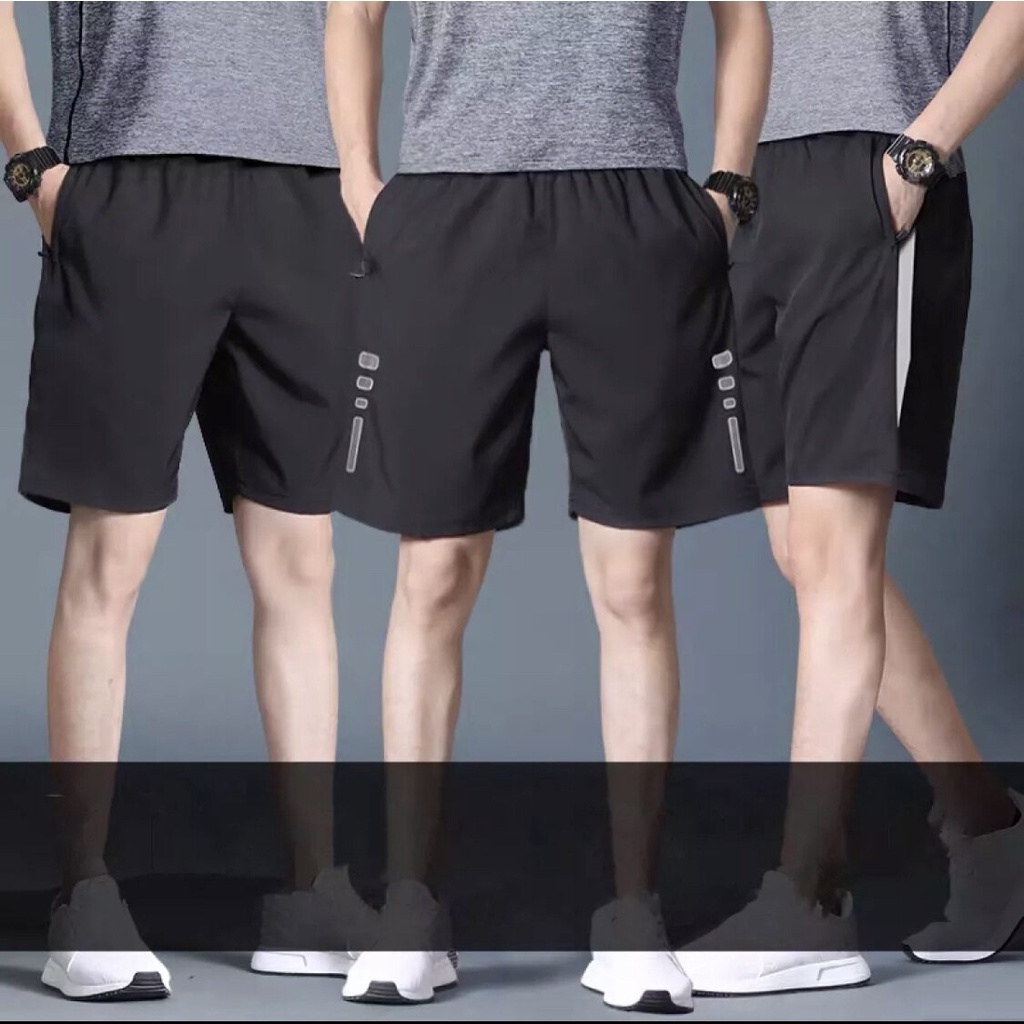 NEW 102# กางเกงขาสั้นผู้ชาย มีกระเป๋าสองข้าง สีพื้น เอวยางยืด สไตส์วัยรุ่นเกาหลี