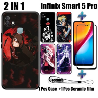 2 IN 1 เคสนารูโตะ พร้อมกระจกนิรภัย สําหรับ Infinix Smart 5 Pro เคสโทรศัพท์ และตัวป้องกันหน้าจอเซรามิค โค้ง