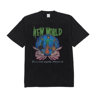 เสื้อยืดผ้าฝ้ายHOMEBOY เสื้อยืดผู้ชายลาย NEW.WORLD