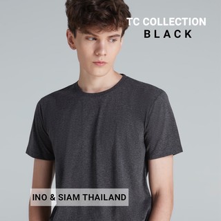 INO &amp; SIAM THAILAND เสื้อยืดสีพื้น ผ้า TC ใส่สบาย ไม่ต้องรีด สีดำ