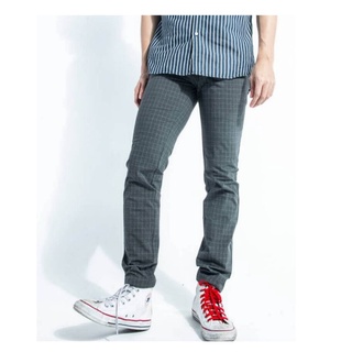 Era-won​: กางเกงลายสก็อตผู้ชาย รุ่น Monotone Checked ทรง Super Skinny สี​ Grey​ ไซส์​ 29