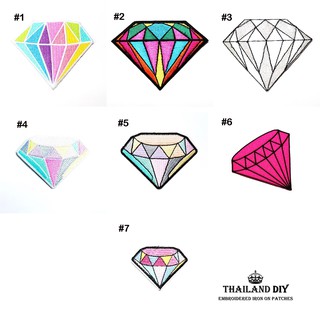 ตัวรีดติดเสื้อ ตัวรีดเพชร ลาย เพชร สีสวย สีรุ้ง Diamond Patch งานปัก DIY ตัวรีด อาร์ม ติดเสื้อ กระเป๋า หมวก น่ารัก สวยๆ