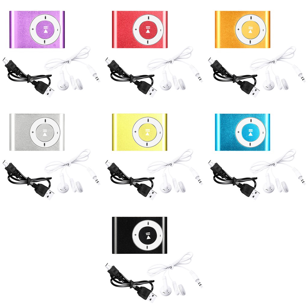 เครื่องเล่น Mp3 แบบพกพาขนาดเล็กคลิปเครื่องเล่น Mp3 กีฬาการ์ด TF สีสันสดใสเครื่องเล่นเพลง Mp3