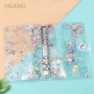 HILARIO Office Supplies Notebook Cover Transparent Notebook Protector Binder Cover Folder Binder Planner Cover Journals Cover School Supplies Stationery A5 A6 Glitter Sequins Cover