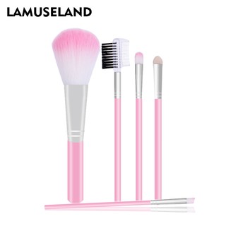 LAMUSELAND ชุดแปรงแต่งหน้า สีชมพู 5 ชิ้น/ชุด 1406-OPP-P