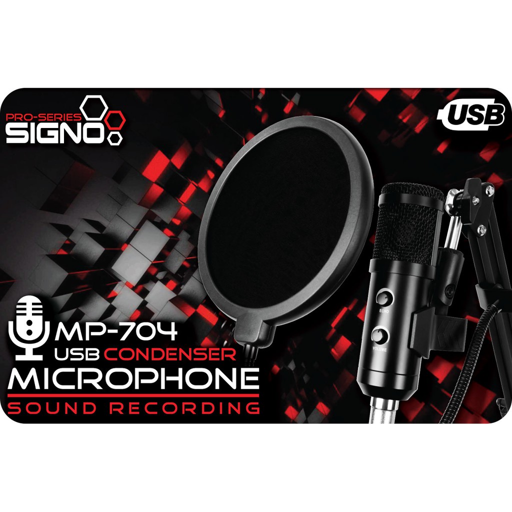 💥ส่งชัวร์ส่งไว🚀Signo รุ่น MP-704 USB Condenser Microphone Sound Recording (ไมค์โครโฟน)**สินค้าประกัน1ปี**