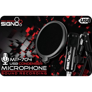ไมโครโฟนคอนเดนเซอร์ SIGNO รุ่น MP-704 สาย USB 2.0 เชื่อมต่อง่าย