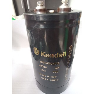 4700UF 450V C4700UF 450VDCแบบขันสกรู(แพ็ค1ตัว)คาปาซิเตอร์อย่างดี7.5x14.5CMสีดำKendeilอิตาลี่Cหัวน็อตแท้ใหม่,ตัวเก็บประจุ