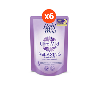 เบบี้มายด์ สบู่เหลวอาบและสระ รีแลกซ์ซิ่ง ลาเวนเดอร์ ถุงเติม 380มล. x6 / Babi Mild Relaxing Lavender Bath Gel 380ml x6