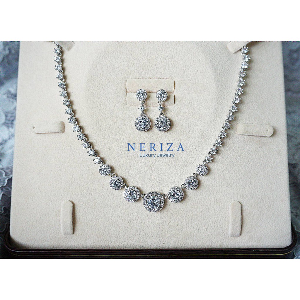 Neriza Jewelry/เครื่องประดับเจ้าสาว สร้อยคอเพชรและต่างหูเพชรNsw069 | Shopee  Thailand