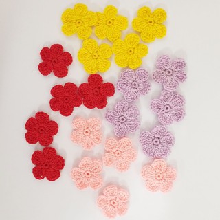 🌸 ดอกไม้ถัก 🌸 ไหม summer 💛💜🧡 (10 ชิ้น)