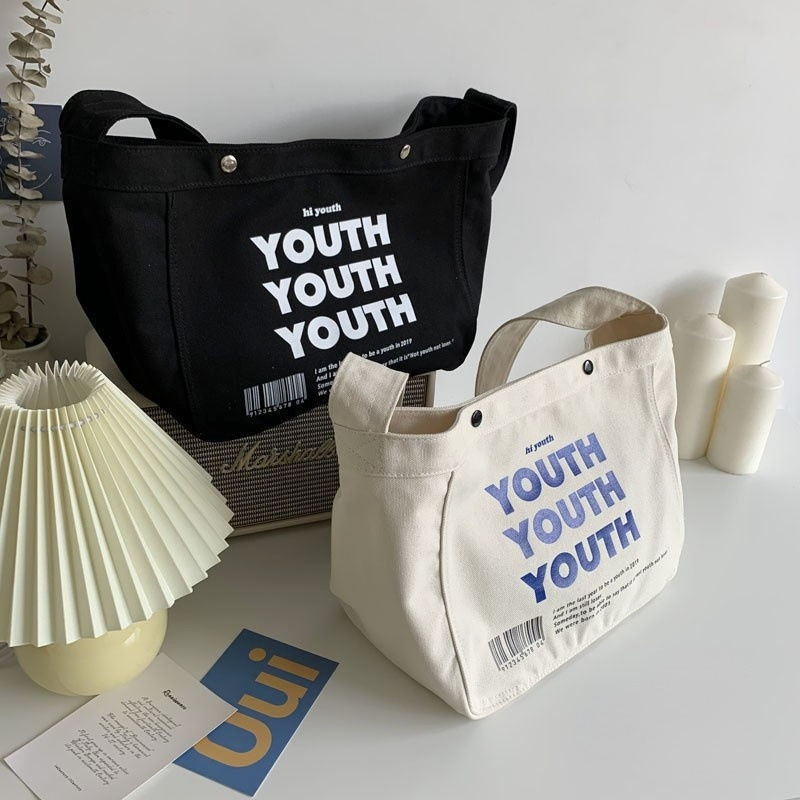 bangkoklist(BA1775) กระเป๋าผ้าสะพายข้าง YOUTH ผ้าแคนวาส ผู้ชาย​ ผู้หญิง​ ใบใหญ่มี2สี