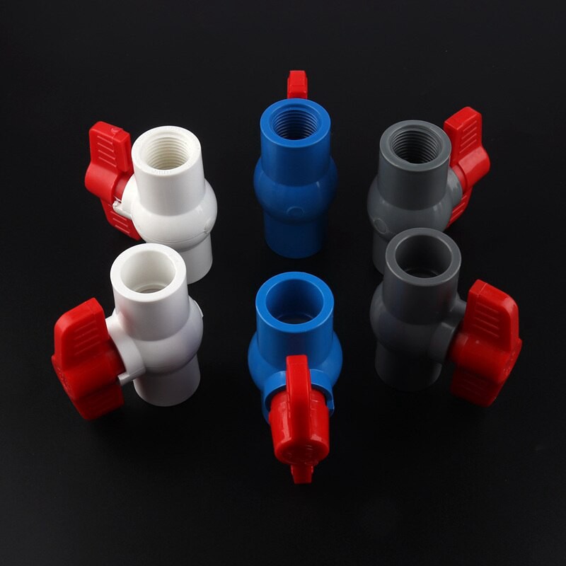 1 PC ภายใน Dia 20/25/32 มม.วาล์ว PVC 1/2 "3/4" ด้ายหญิง PVC Ball วาล์วสําหรับ Home Garden ชลประทาน PVC Connectors