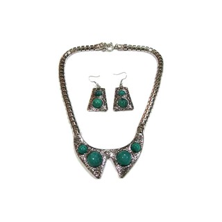 TANITTgems Antique Turquoise Tibet Silver Necklace Set