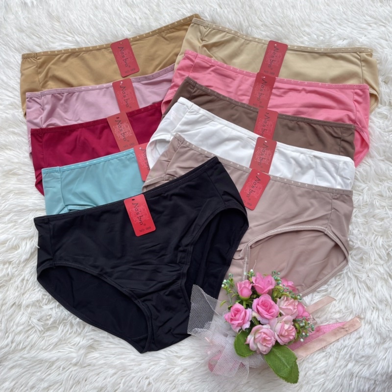 การเกงชั้นในยี่ห้อโนบรา #069 ผ้ามัน ทรงบิกีนี ฟรีไซส์ ใส่สบาย