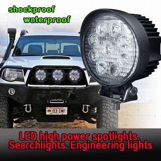 Ultra-bright รอบหลอดไฟทำงาน LED 27W off-road vehicle ยานพาหนะการก่อสร้างเครื่องจักรการเกษตร searchlight 9 ไฟ