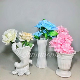 🌿 แจกัน เนื้อทราย แจกันเซรามิกสีขาวมุก l Pure White Ceramic Vases l เซรามิค l แจกันสีขาว l แจกันสวยๆ