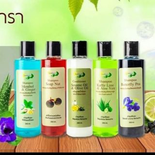 แชมพูสมุนไพรไทย มี5สูตร ตรา จันทร์ธารา shampoo conditionner ครีมนวด ครีมนวดผม