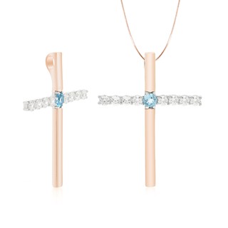 Lenya Jewelry จี้ประดับบลูโทแพซ(Blue Topaz) และ เพชร DiamondLike บนตัวเรือนเงินแท้ชุบทองคำขาวแท้และพิงค์โกลด์แท้