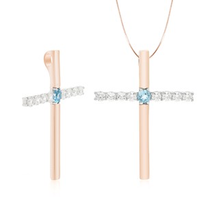 Lenya Jewelry จี้ประดับบลูโทแพซ(Blue Topaz) และ เพชร DiamondLike บนตัวเรือนเงินแท้ชุบทองคำขาวแท้และพิงค์โกลด์แท้