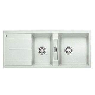 Embedded sink SINK BUILT 2BOWL1DRAIN BLANCO METRA 8 S 495.39.094 WHITE Sink device Kitchen equipment อ่างล้างจานฝัง ซิงค