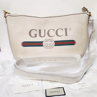 New! Gucci Crossbody หนังGrain สีขาว