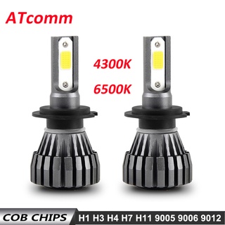 หลอดไฟหน้ารถจักรยานยนต์ LED H4 Cob H1 H3 H7 H11 HB4 HB3 9005 9006 9012 4300K 6500K 12V ขนาดเล็ก 2 ชิ้น