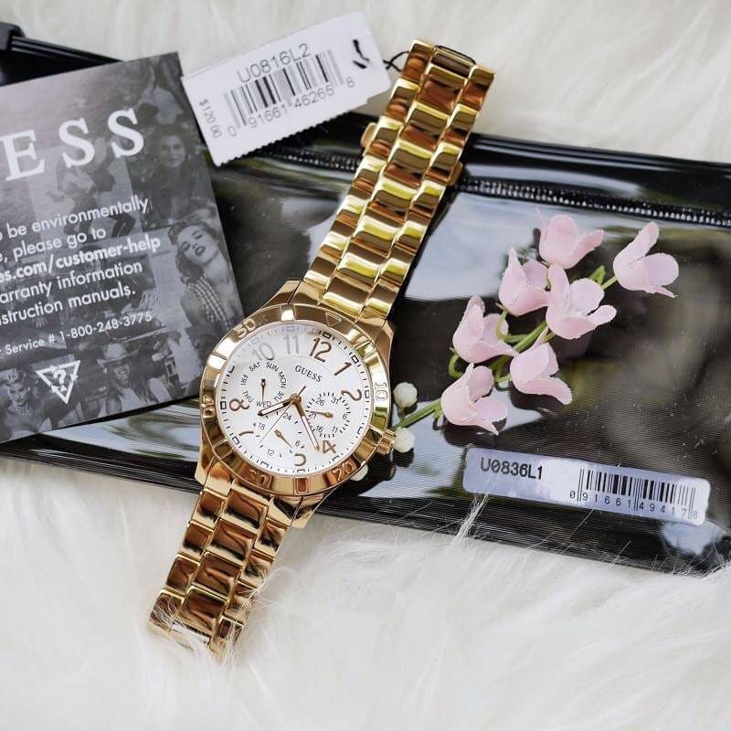 พร้อมส่ง นาฬิกาข้อมือผู้หญิง Guess สีทอง U0816L2