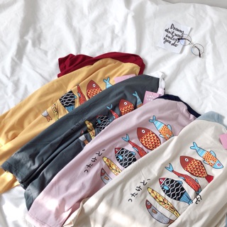 เสื้อoversize สกรีนหน้าหลังลายปลา 6 ตัว 🐠