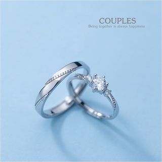 s925 Couples ring 18 แหวนคู่รักเงินแท้ Love deep in my heart  ประดับด้วย Cubic Zirconia (CZ) ปรับขนาดได้