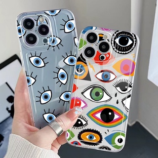 เคสโทรศัพท์มือถือ TPU ใส ทรงสี่เหลี่ยม กันกระแทก ลายดวงตาปีศาจ สําหรับ Infinix Note 12 G96 Hot 12i 10S 11 10 Play 11S 10i Smart 6 HD X6511 X657B X6512 X6823C