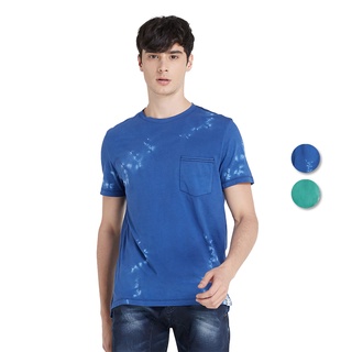 DAVIE JONES เสื้อยืดมัดย้อม พิมพ์ลาย สีน้ำเงิน สีเขียว Tie-Dye Print T-Shirt in blue green WA0070BL GR