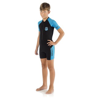 CRESSI LITTLE SHARK SHORTY WETSUIT 2MM เว็ทสูทดำน้ำกางเกงขาสั้น สำหรับเด็กสีฟ้า