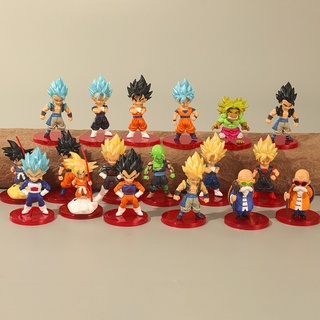 โมเดลฟิกเกอร์ Dragon Ball Z Son Goku Gohan Vegeta Broli Piccolo Master Roshi Super Saiyan PVC ของเล่นสําหรับเด็ก 18 ชิ้น ต่อชุด