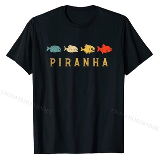 เสื้อยืด ผ้าฝ้าย พิมพ์ลาย Piranha Sunset สไตล์วินเทจ ลําลอง สําหรับผู้ชายS-3XL