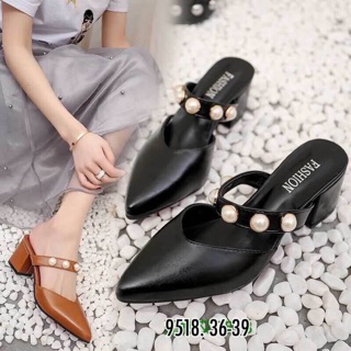 9518  Mules Shoes 🐞รายละเอียดสินค้า🐞 🌸พร้อมส่งคร่าา🌸  งานนำเข้าไม่ต้องรอพรีออเดอร์ กับรองเท้าคัชชูเปิดส้น