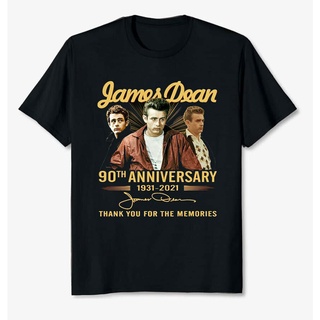 เสื้อยืดสีขาว - [ขายร้อนคลาสสิก] James.Dean Actor ครบรอบ 90 ปี ลายเซ็นขอบคุณเสื้อยืดสีดําสีดํา