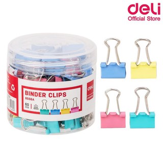 Deli 8556A Paper Clip คลิปหนีบกระดาษสีแฟนซี 15mm.บรรจุ 60 ชิ้น /กระปุก