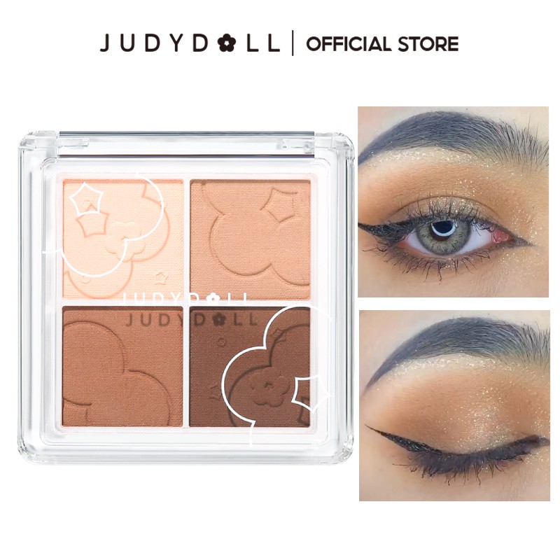 Judydoll Soft Cloud 4Colors Eyeshadow Palette Eye Makeup Shining Matte Rich Colour Long Lasting 4.4g