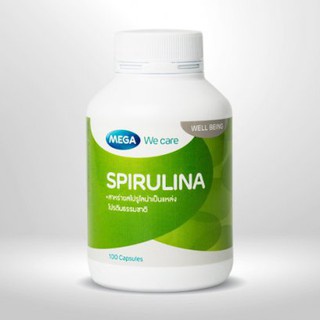 Mega We Care Spirulina 500 mg. สาหร่ายสไปรูไลน่า 500 มิลลิกรัม 100 แคปซูล {1ขวด}