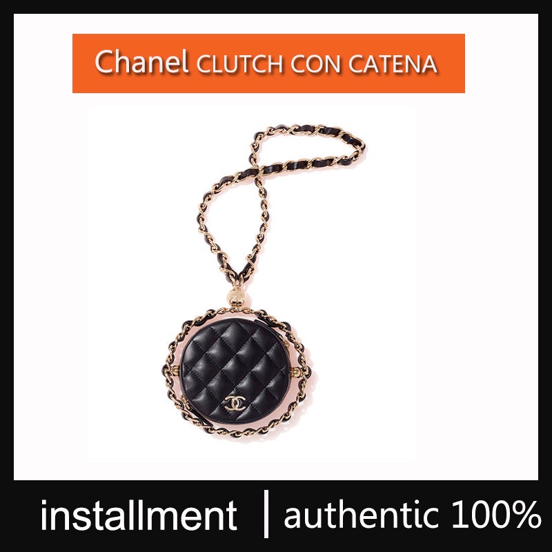 Chanel/กระเป๋าผู้หญิง CLUTCH CON CATENA คลัทช์สายโซ่กลมสีดำ
