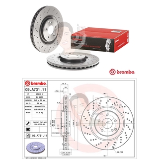 D09 A731 11 จานเบรค ล้อ F (ยี่ห้อ BREMBO) รุ่น HC UV Dr Benz W203, C209, R171 AMG ปี2000-&gt;***ราคาต่อข้าง