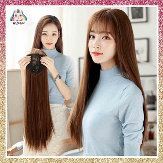 MORA วิกผม วิกผมยาว วิกผมหน้าม้า ผมปลอม Wig วิกผมเกาหลี สี ฺBrown Black 61 CM