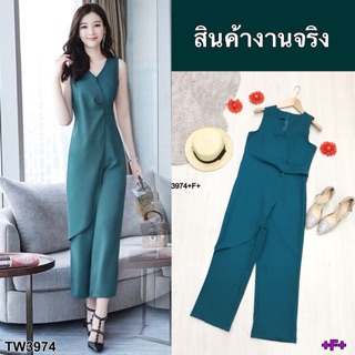 Jumpsuit ขายาว สีพื้นงานผ้าโฟร์เวย์ แขนกุดทรงสวย