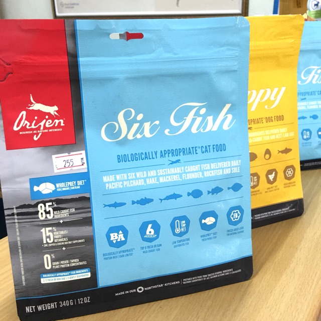 อาหารแมว Origen Six Fish 340g ส่งฟรีKerry1ถุง
