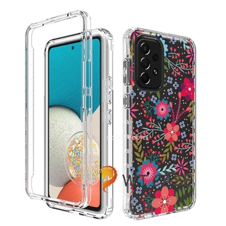 2 In 1 Transparent Thickened Drop-Resistant Case Painted Butterfly Floral Hard Phone Case Cover for Samsung Galaxy A13 A33 A53 A73 5G A42 A32 A52 A72 A12 A71 A51 A11 A20 A30 S22