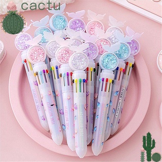 Cactu อุปกรณ์เครื่องเขียนปากกาลูกลื่นลายสัตว์ผีเสื้อหลายสีสัน 10สี